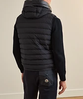 Bourget Text Down Hooded Puffer Vest