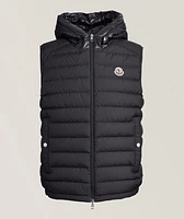 Bourget Text Down Hooded Puffer Vest