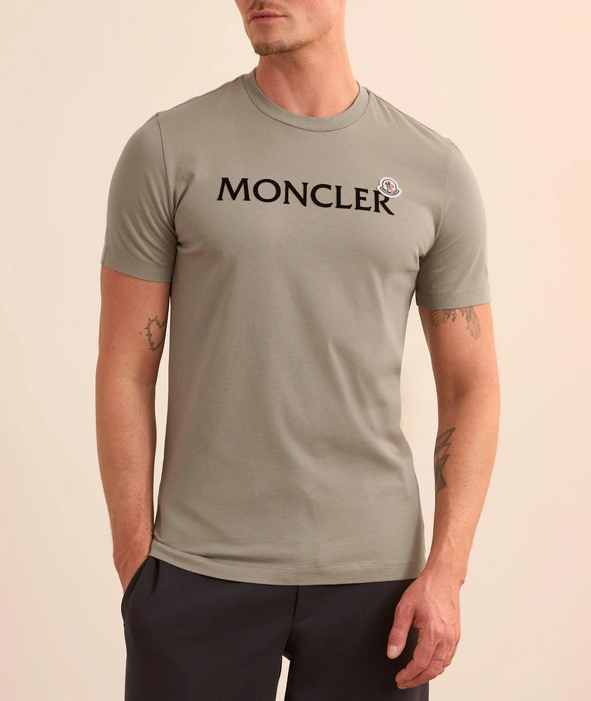 Flocked Text Logo Cotton T-Shirt