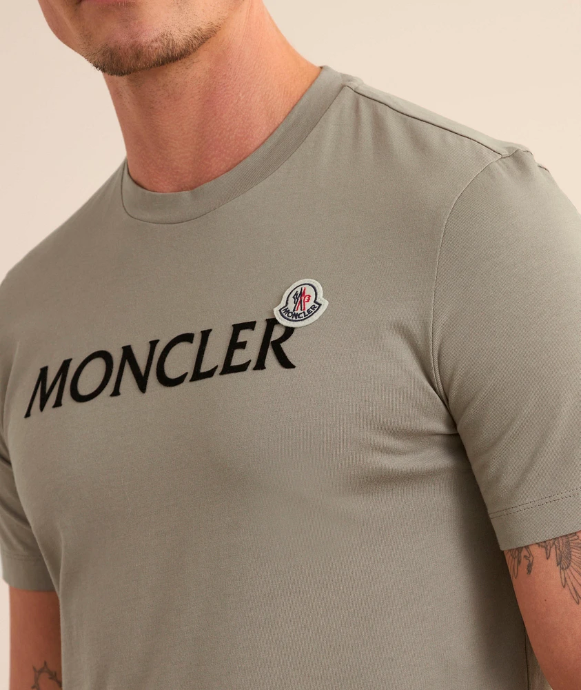 Flocked Text Logo Cotton T-Shirt