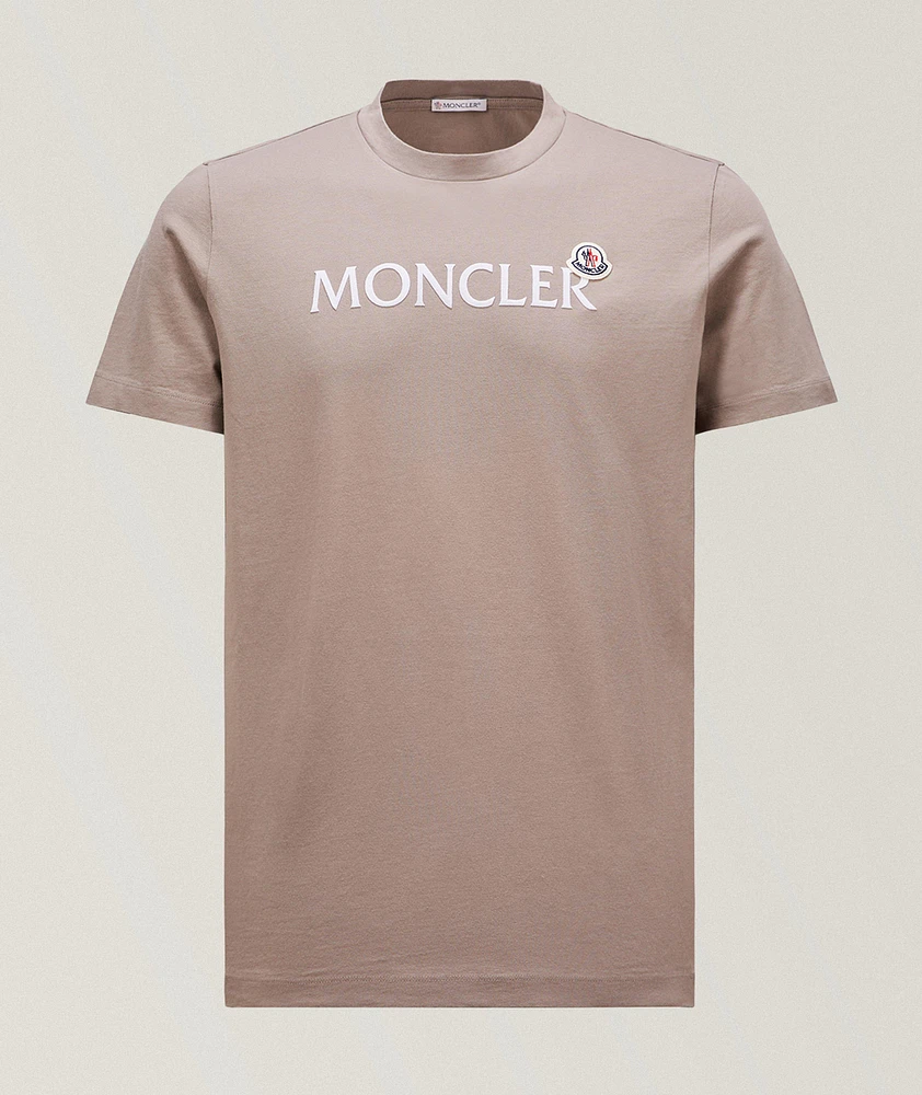 Flocked Text Logo Cotton T-Shirt