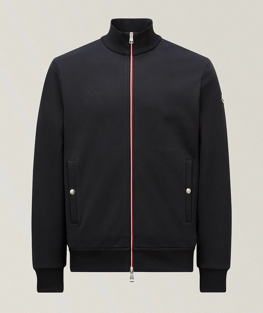 Tricolour-Trimmed Cotton Zip-Up Sweatshirt
