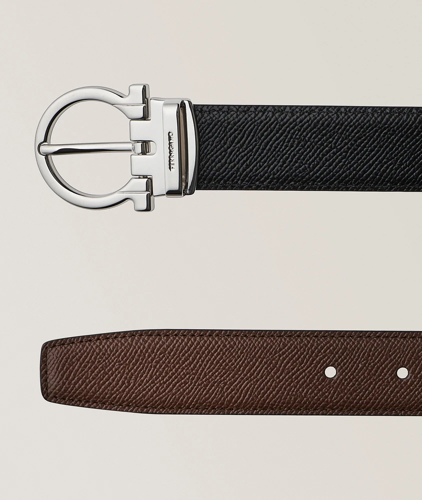 Adjustable & Reversible Gancini Leather Belt
