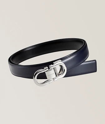 Adjustable & Reversible Double Gancini Leather Belt