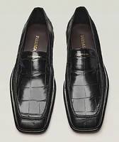 Brian Croc-Embossed Leather Loafers