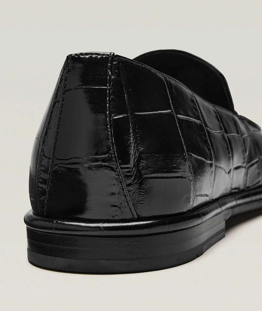 Brian Croc-Embossed Leather Loafers