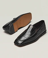 Brian Croc-Embossed Leather Loafers
