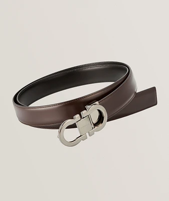 Reversible Double Gancini Leather Belt 