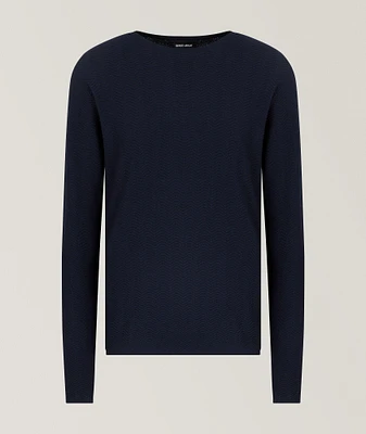 Chevron Wool-Blend Crewneck Sweater