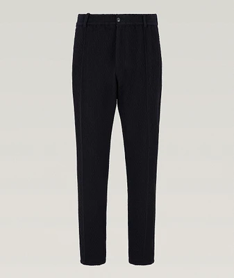 Pleated Stretch Seersucker Trousers