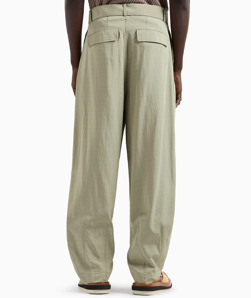 Viscose-Blend Belted Pants