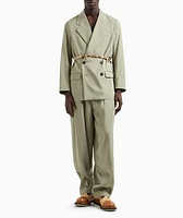 Viscose-Blend Belted Pants