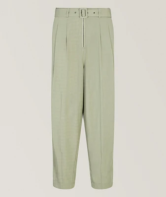 Viscose-Blend Belted Pants
