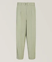 Viscose-Blend Belted Pants
