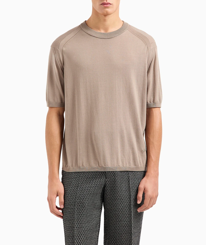 Plain Knit Short-Sleeve Sweater