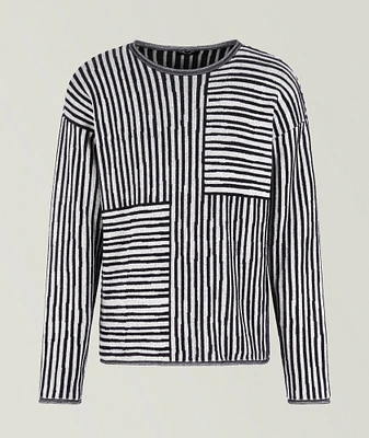 Two-Tone Jacquard Stripe Chenille Sweater