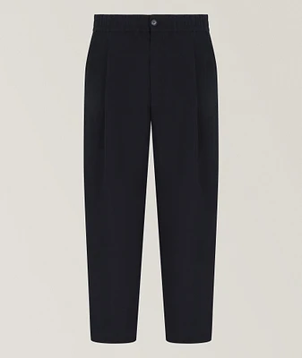 Single-Pleat Cotton-Linen Dress Pants