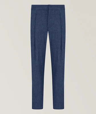 Wool-Silk Canvas Single-Pleat Pants