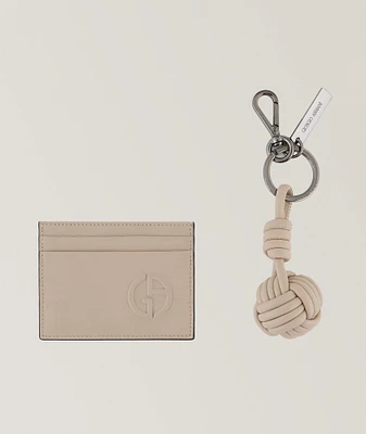 Two-Piece Leather Cardholder & Keyring Set