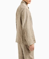 Guru-Collar Asymmetric Linen Jacket