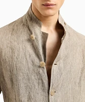 Guru-Collar Asymmetric Linen Jacket