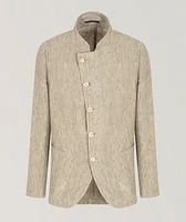 Guru-Collar Asymmetric Linen Jacket
