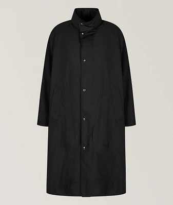 Wool-Silk Technical Canvas Trench Coat