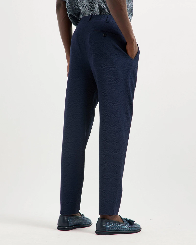 Stretch-Wool Seersucker Double-Pleat Pants