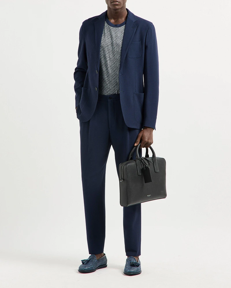 Stretch-Wool Seersucker Double-Pleat Pants