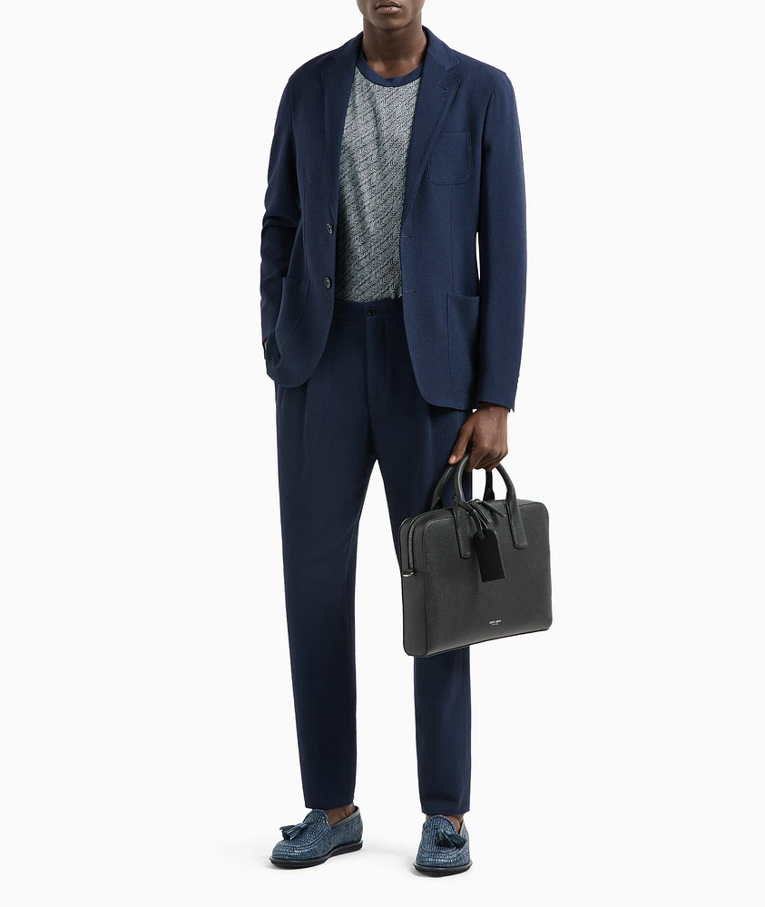 Stretch-Wool Seersucker Double-Pleat Pants