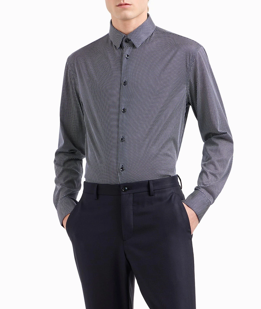 Micro-Check Cotton Dress Shirt
