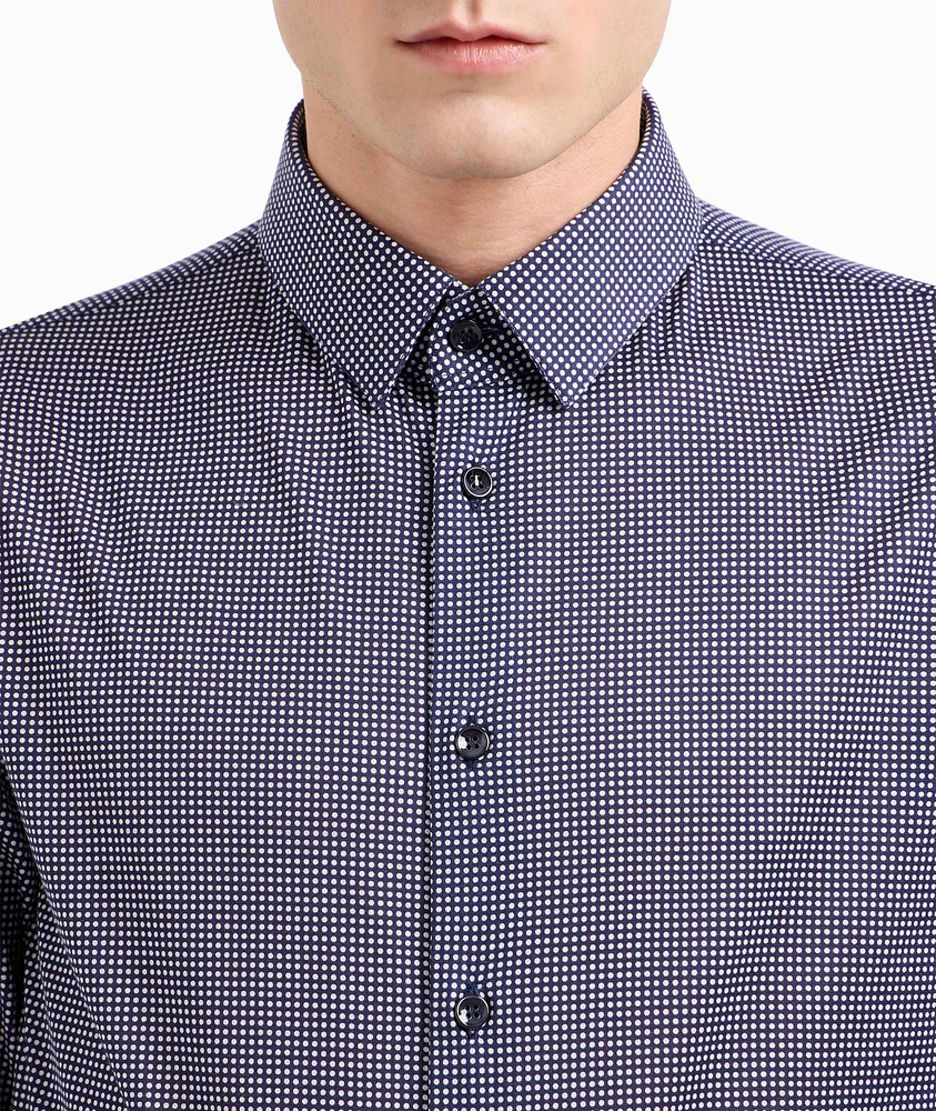 Micro-Check Cotton Dress Shirt