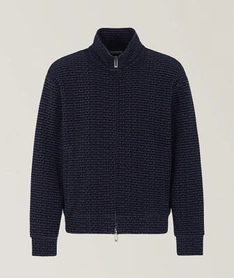 Flocked Logo Lyocell-Cotton Zip-Up Sweatshirt