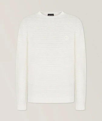 Tonal Logo Linen-Blend Crewneck Sweater