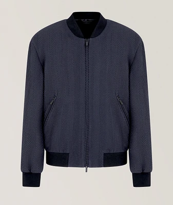Chevron-Quilted Silk-Blend Blouson Jacket
