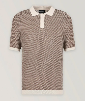 Micro-Pattern Jacquard Knit Polo