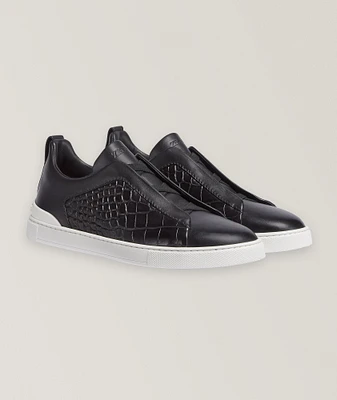 Triple Stitch Alligator & Calf Leather Sneakers