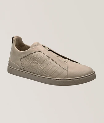 Triple Stitch Alligator & Nubuck Leather Sneakers