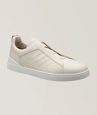 Triple Stitch Alligator Leather Sneakers