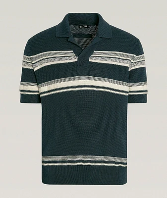 Stripe Cotton-Silk Blend Polo