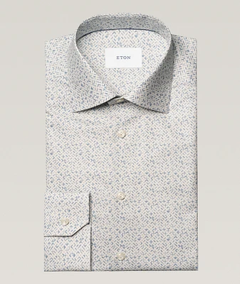 Contemporary-Fit Geometric Twill Dress Shirt