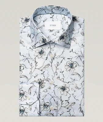 Slim-Fit Floral Twill Dress Shirt