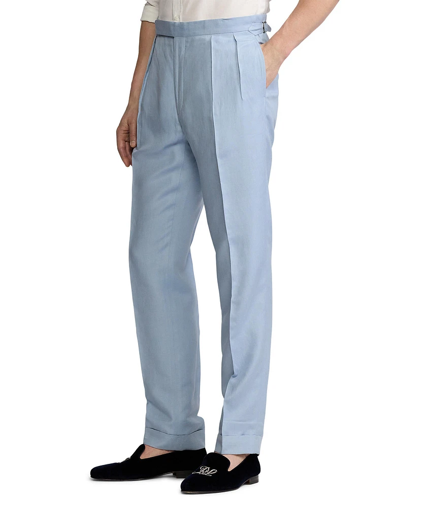 Gregory Silk-Linen Chambray Suit Pants