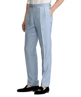 Gregory Silk-Linen Chambray Suit Pants
