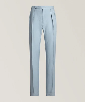 Gregory Silk-Linen Chambray Suit Pants