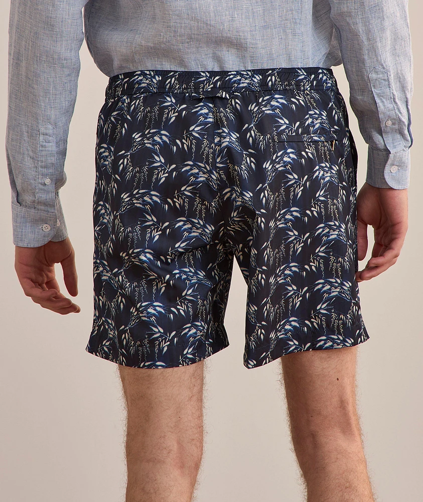 Leaf-Print Swim Shorts