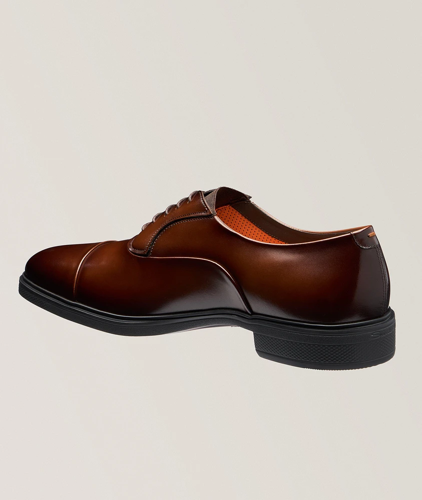 Burnished Leather Cap-Toe Oxfords