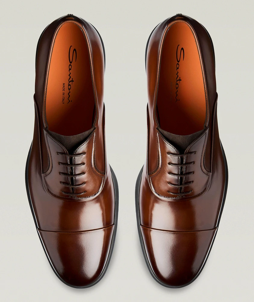 Burnished Leather Cap-Toe Oxfords