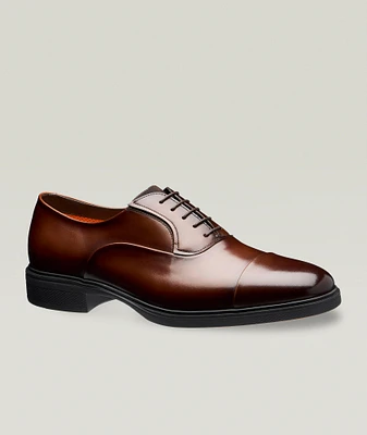 Burnished Leather Cap-Toe Oxfords