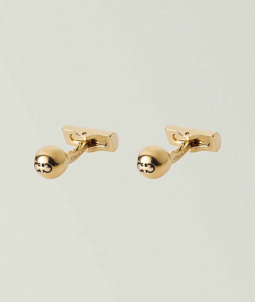 Double Gancini Engraved Stud Cufflinks